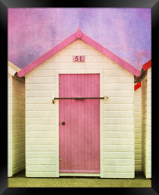 Pink Beach Hut Framed Print by Terri Waters