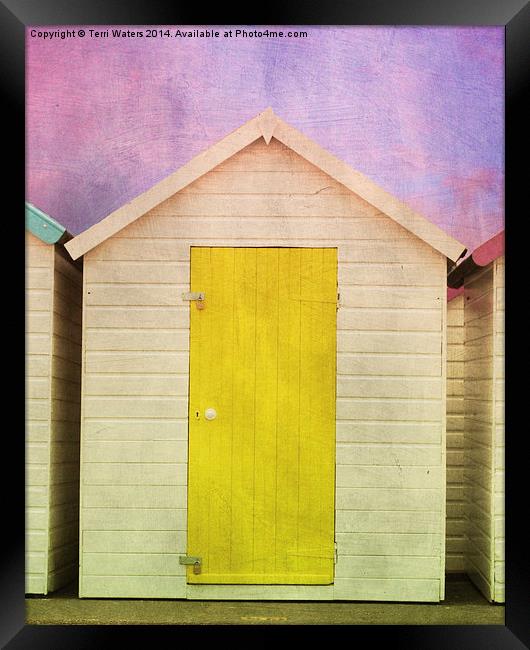 Yellow Beach Hut Framed Print by Terri Waters