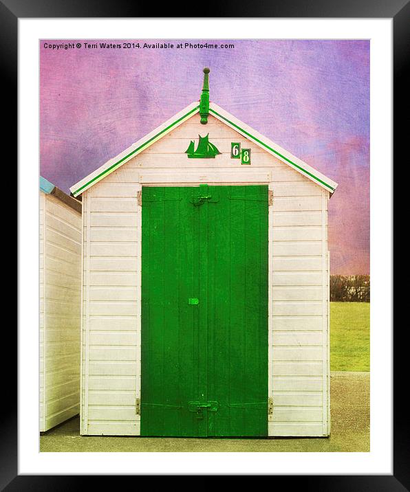 Green Beach Hut Framed Mounted Print by Terri Waters