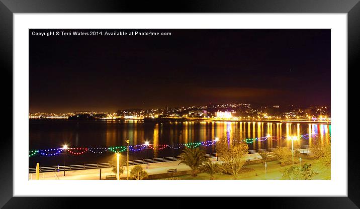 Torquay Strand And Torbay At Night Framed Mounted Print by Terri Waters