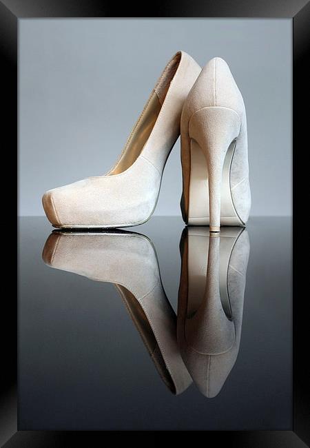 Champagne Stiletto Shoes Framed Print by Terri Waters