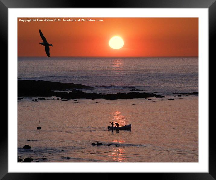 Sunset Fishing Framed Mounted Print by Terri Waters