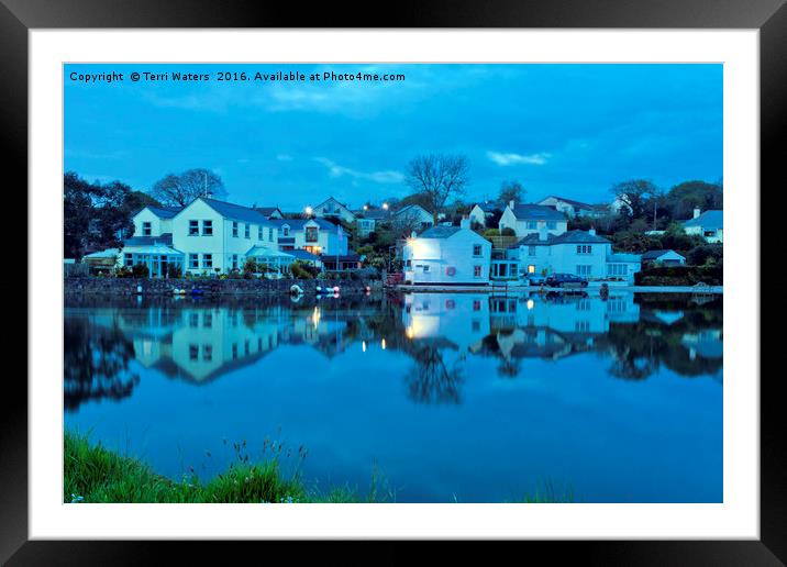 The Lights Come On In Mylor Bridge Framed Mounted Print by Terri Waters