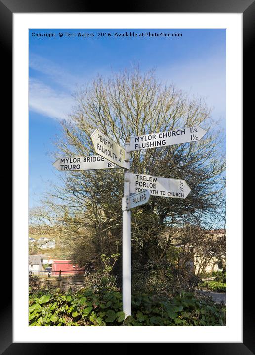 Mylor Signpost Framed Mounted Print by Terri Waters