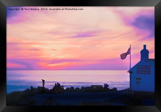 First & Last Refreshment House Surreal Sunset  Framed Print by Terri Waters