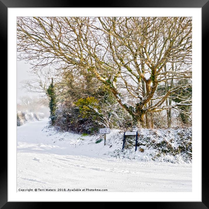 Snow In Mylor Bridge Framed Mounted Print by Terri Waters
