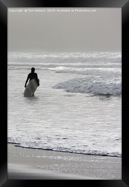 Lone Surfer Framed Print by Terri Waters