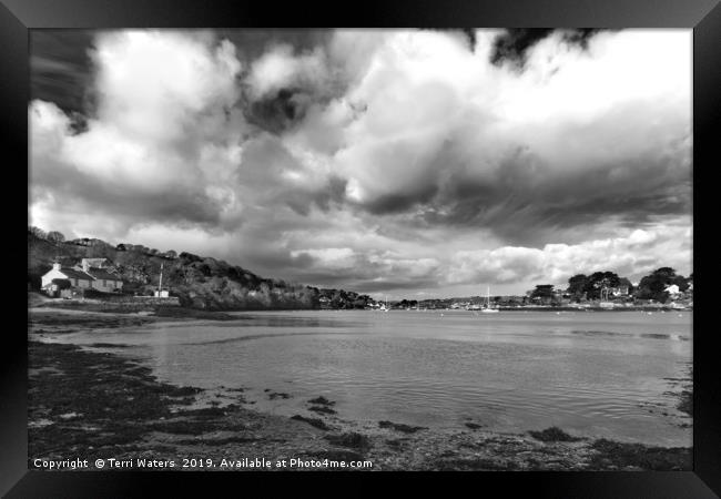 Restronguet Weir In Monochrome Framed Print by Terri Waters