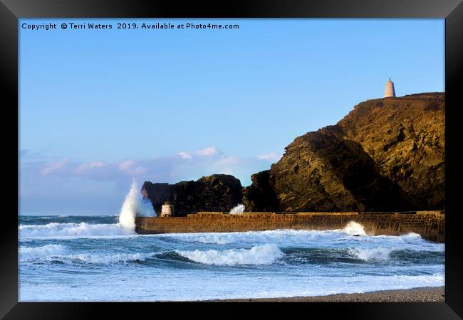 Incoming Tide at Portreath Framed Print by Terri Waters