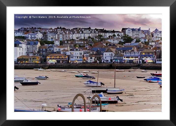 St. Ives At Dusk Framed Mounted Print by Terri Waters