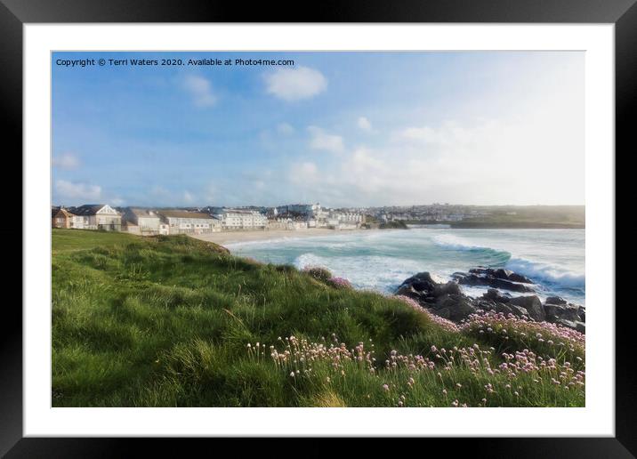 Porthmeor Beach St Ives Framed Mounted Print by Terri Waters