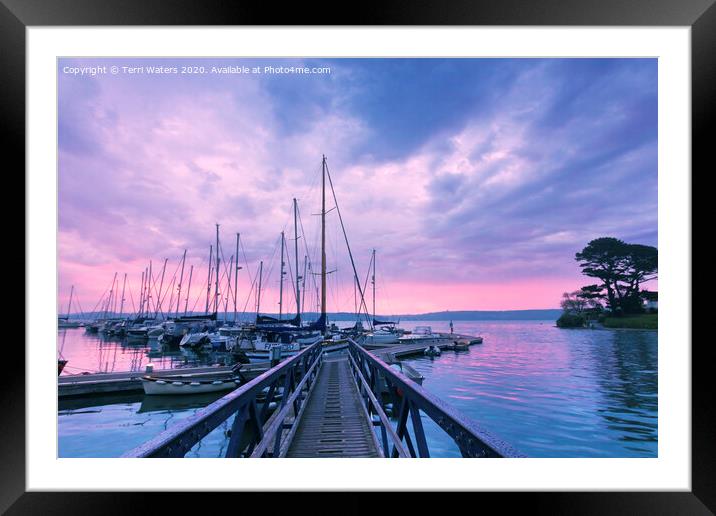 Mylor Boardwalk at Sunrise Framed Mounted Print by Terri Waters