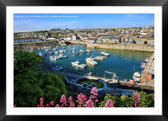 Looking Down at Porthleven Inner Harbour Framed Mounted Print by Terri Waters
