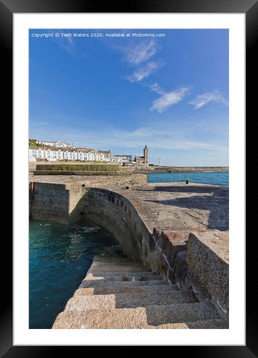 Porthleven Harbour Wall Steps Framed Mounted Print by Terri Waters