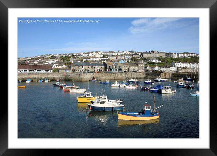 Across Porthleven Harbour Framed Mounted Print by Terri Waters