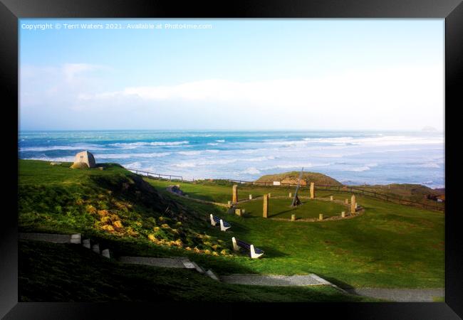 Droskyn Sundial Perranporth Framed Print by Terri Waters