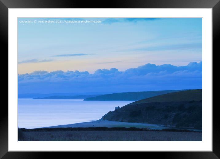 Hazy Sunset at Loe Bar Framed Mounted Print by Terri Waters