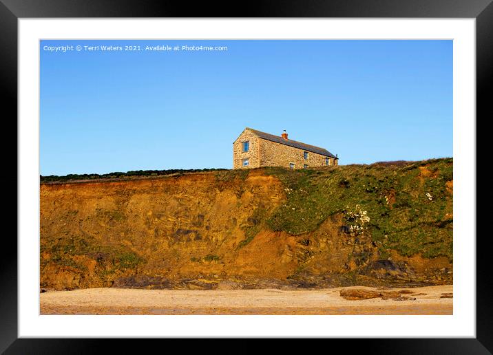 The House on the Cliff at Fishing Cove Framed Mounted Print by Terri Waters