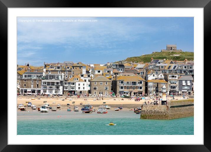 St Ives and St Nicholas Chapel Framed Mounted Print by Terri Waters