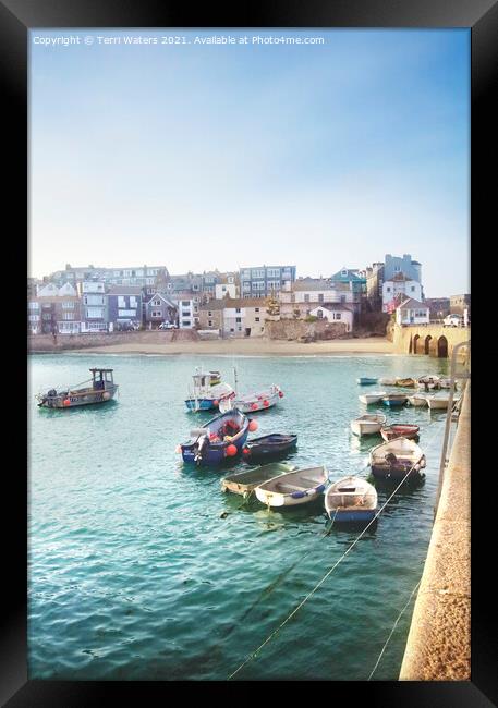 St Ives Fishing Boats Framed Print by Terri Waters