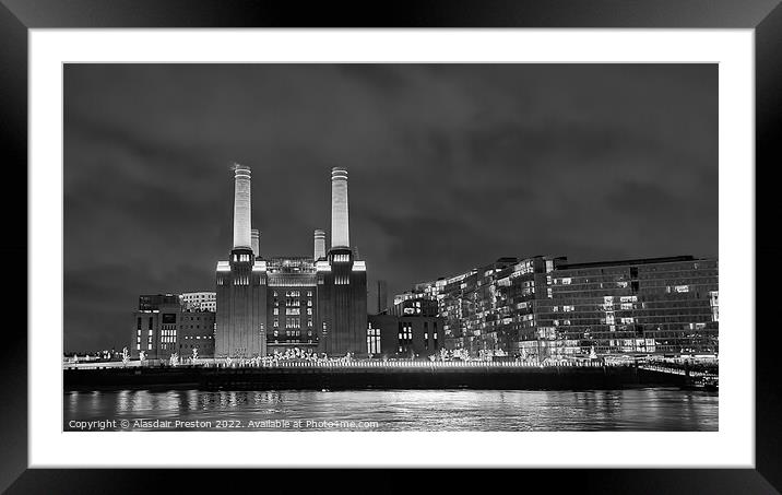 Battersea Power Station at night Framed Mounted Print by Alasdair Preston