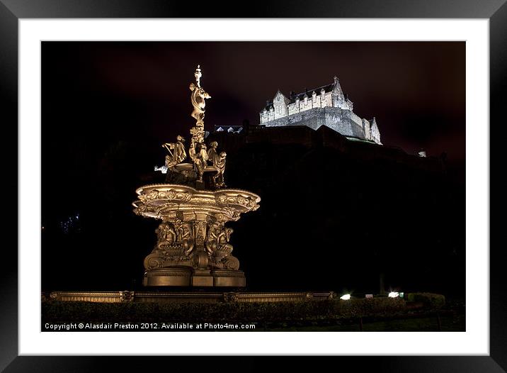 Fountain and Castle Framed Mounted Print by Alasdair Preston