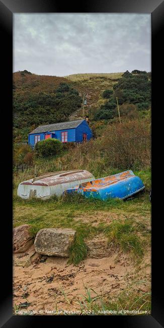 The Blue Hut By The Sea Framed Print by Alasdair Preston