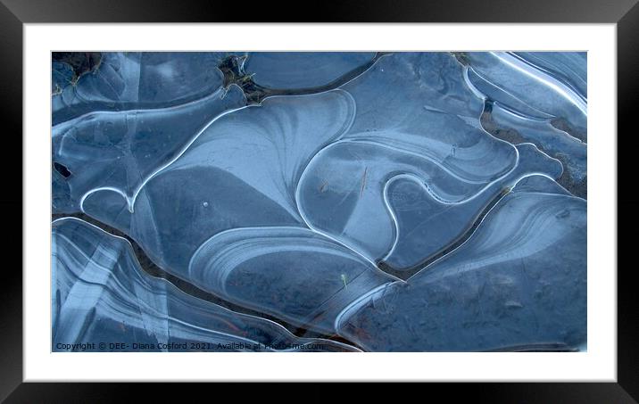 Ice Puddle Blues Framed Mounted Print by DEE- Diana Cosford
