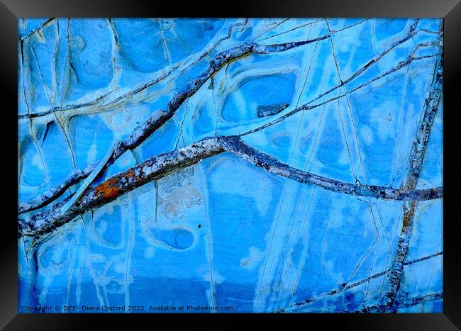 Blue Iced Puddle  Framed Print by DEE- Diana Cosford