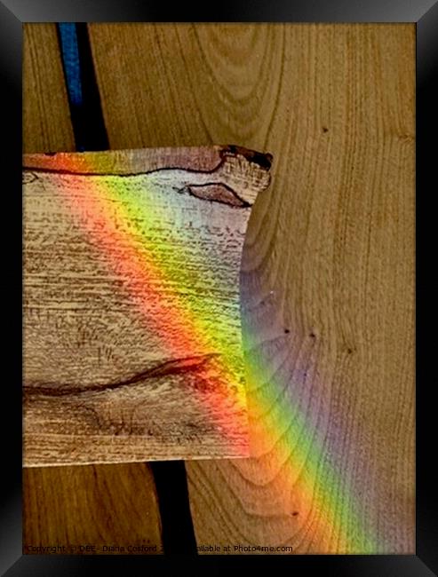 Close up of prism crossing wood surfaces Framed Print by DEE- Diana Cosford