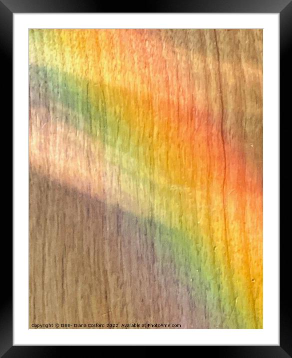 Muted rainbow colours on wood Framed Mounted Print by DEE- Diana Cosford