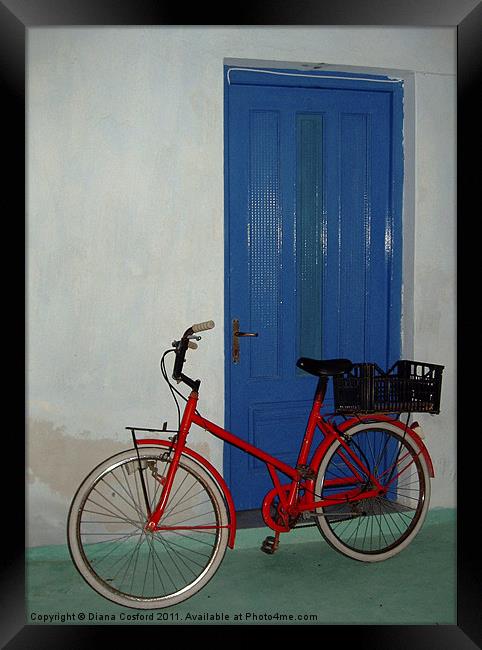 Bright bike, way to go! Framed Print by DEE- Diana Cosford
