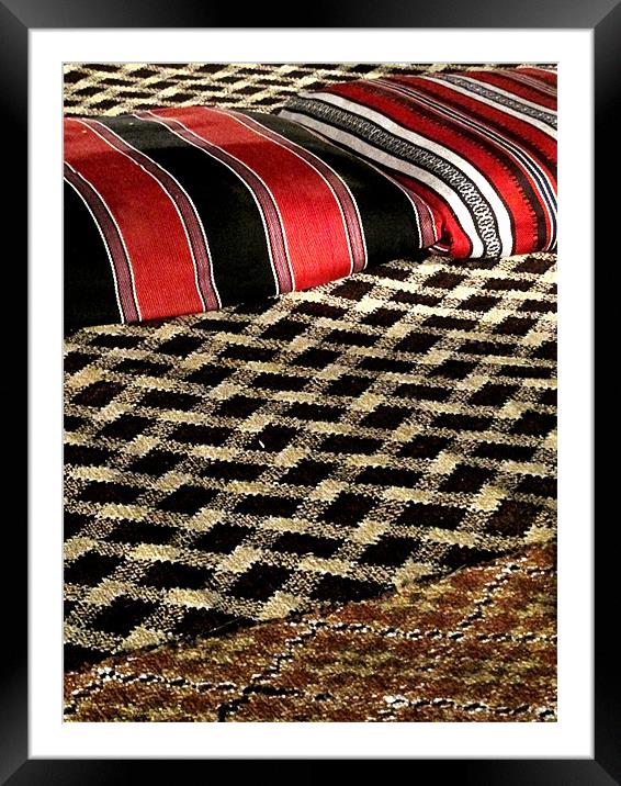 Bedouin Desert Camp textiles Framed Mounted Print by DEE- Diana Cosford