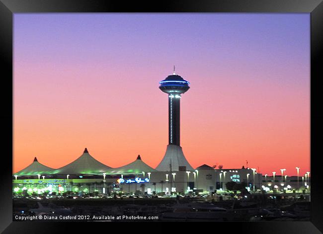 Abu Dhabi waterfront at night Framed Print by DEE- Diana Cosford