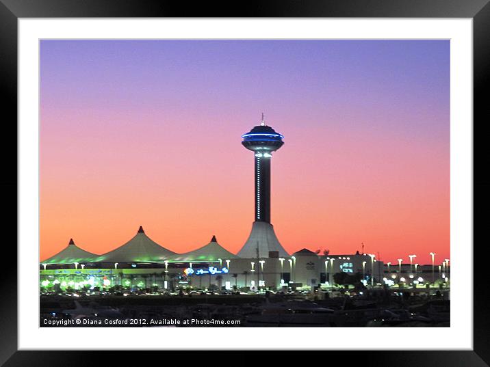 Abu Dhabi waterfront at night Framed Mounted Print by DEE- Diana Cosford
