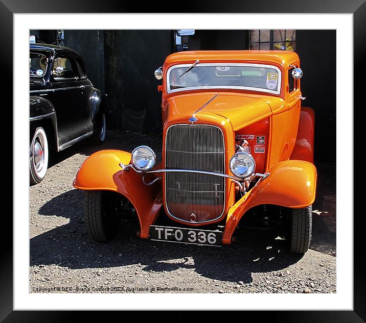 Orange Vintage Ford Car, Twinwood Framed Mounted Print by DEE- Diana Cosford