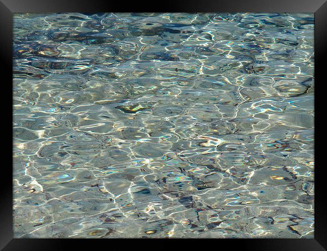 Ripples of clear water over smooth pebbles Framed Print by DEE- Diana Cosford
