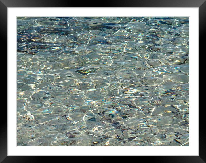Ripples of clear water over smooth pebbles Framed Mounted Print by DEE- Diana Cosford