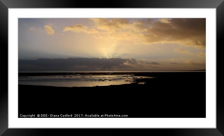 Flookburgh shore, Cumbria. Sunset, cockle pickers Framed Mounted Print by DEE- Diana Cosford