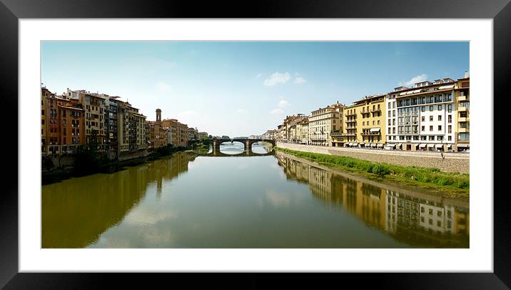 The River Arno Florence Framed Mounted Print by Colin Metcalf