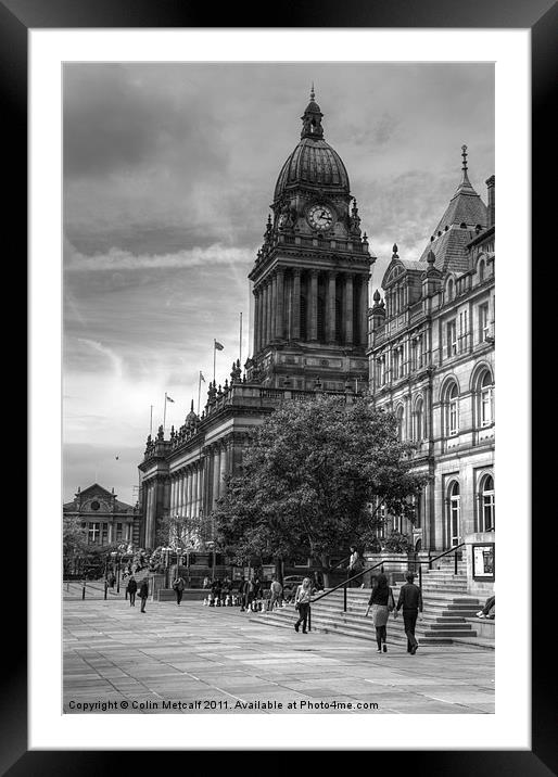 Leeds Town Hall B&W Framed Mounted Print by Colin Metcalf