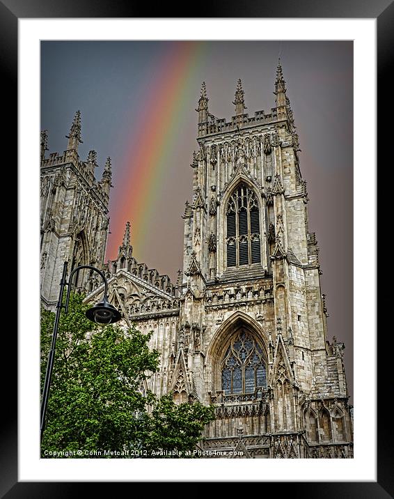Rainbow over York Minster Framed Mounted Print by Colin Metcalf