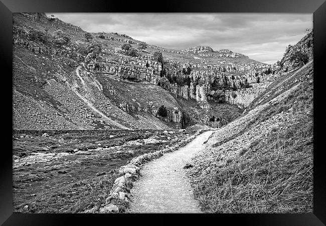 The Approach to Malham Cove in Black and White Framed Print by Colin Metcalf