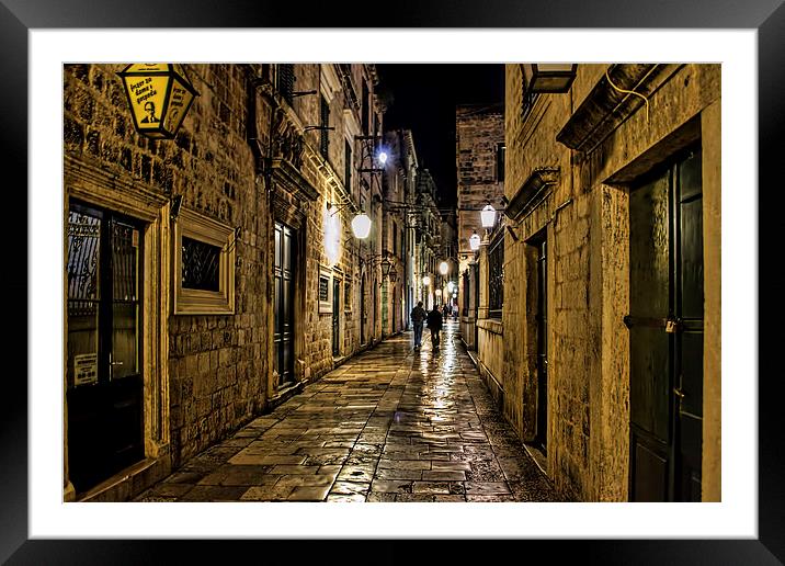  Dubrovnic at night Framed Mounted Print by Colin Metcalf