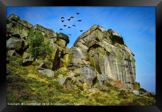 'Rombald's Flight: Ilkley Moor's Iconic Formation' Framed Print by Colin Metcalf