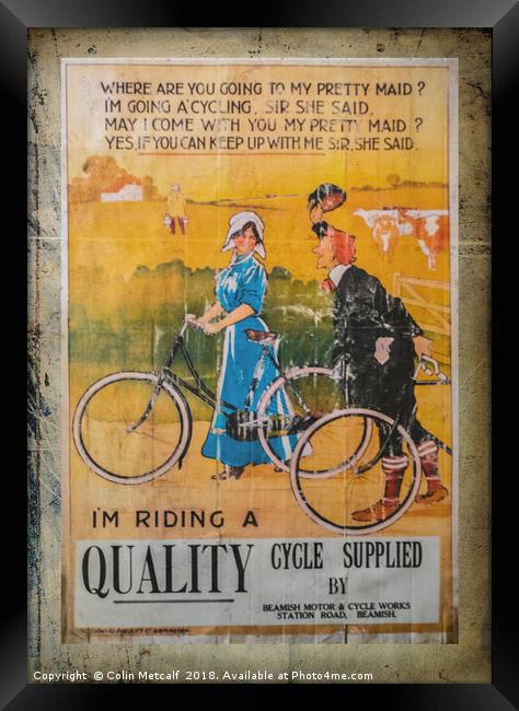Classic Bicycle Merchant's Enamelled Sign Framed Print by Colin Metcalf
