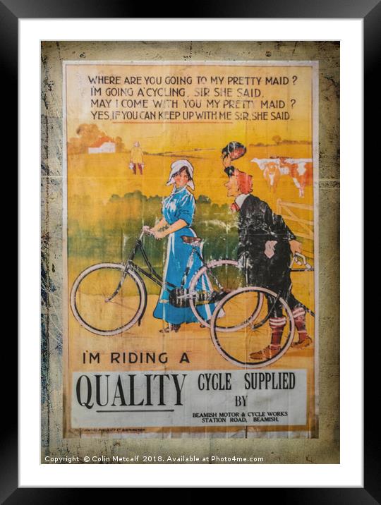 Classic Bicycle Merchant's Enamelled Sign Framed Mounted Print by Colin Metcalf