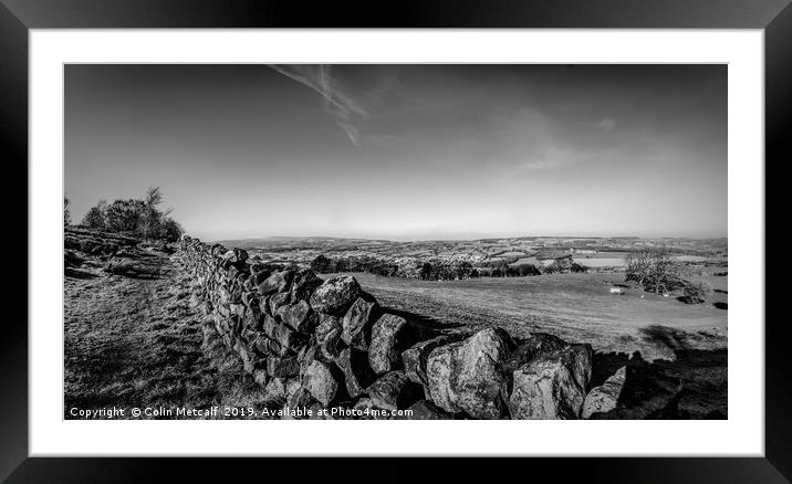 Dry Stone Walling in Mono Framed Mounted Print by Colin Metcalf