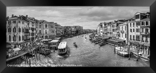 Canale Grande in Mono Framed Print by Colin Metcalf