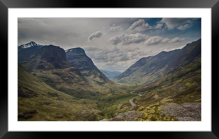 Down Glencoe Pass Framed Mounted Print by Geo Harris